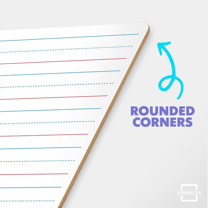 Scribbledo 10 Pack Double Sided Whiteboards Lined Dry Erase Board for Kids Ruled Writing Board Handwriting Practice for Kids Small White Board Dry Erase Boards Lines 9x12 Student 10 Dry Erase Markers - Image 3